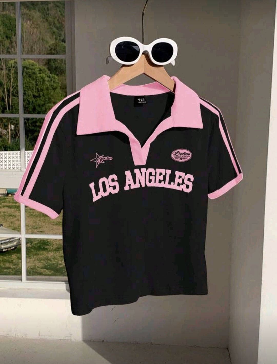 Los Angeles Cropped Tee ✨ Black & Pink Aesthetic Top