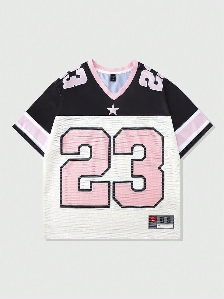 Oversized 23 Pink Jersey  | Mesh Streetwear Top |