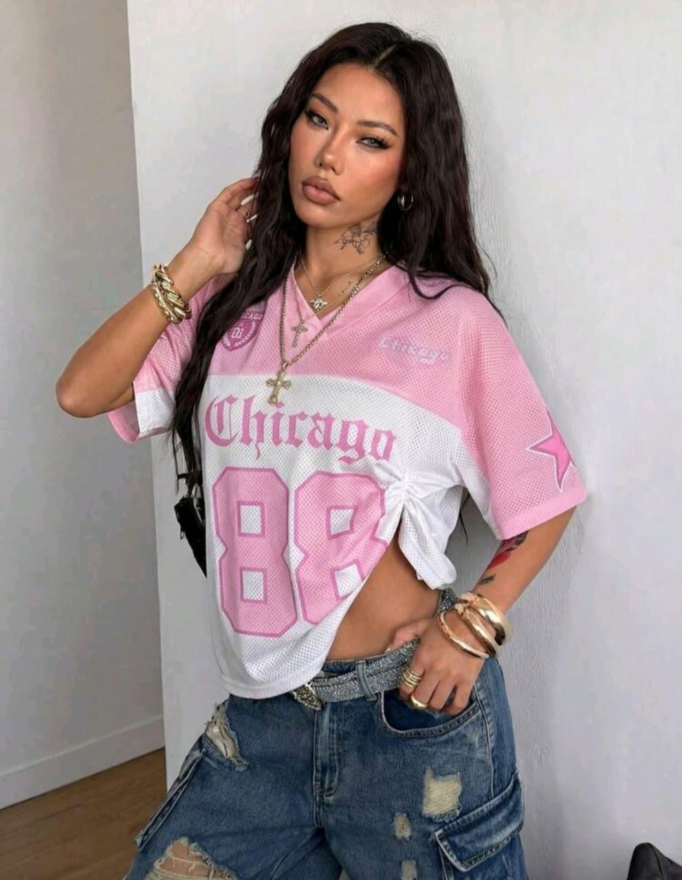 🛍️ Chicago Streetwear Mesh Drop-Shoulder Jersey 💥