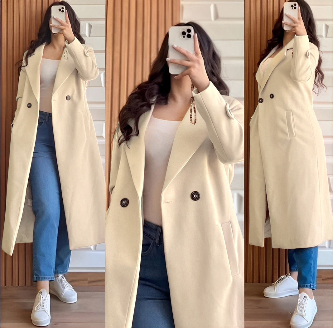Winter😍 women’s popular One button winter collar double fleece long coat