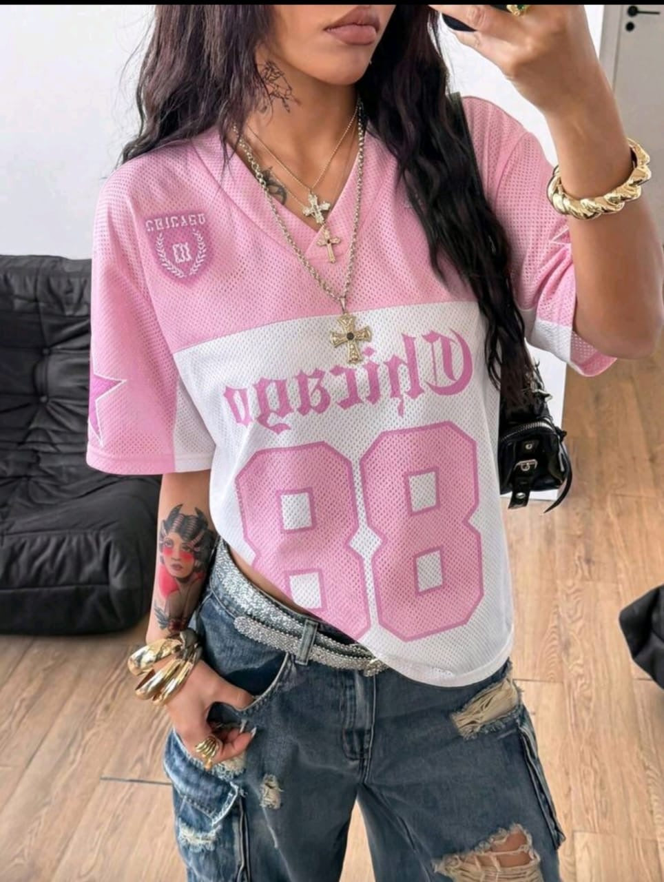 🛍️ Chicago Streetwear Mesh Drop-Shoulder Jersey 💥