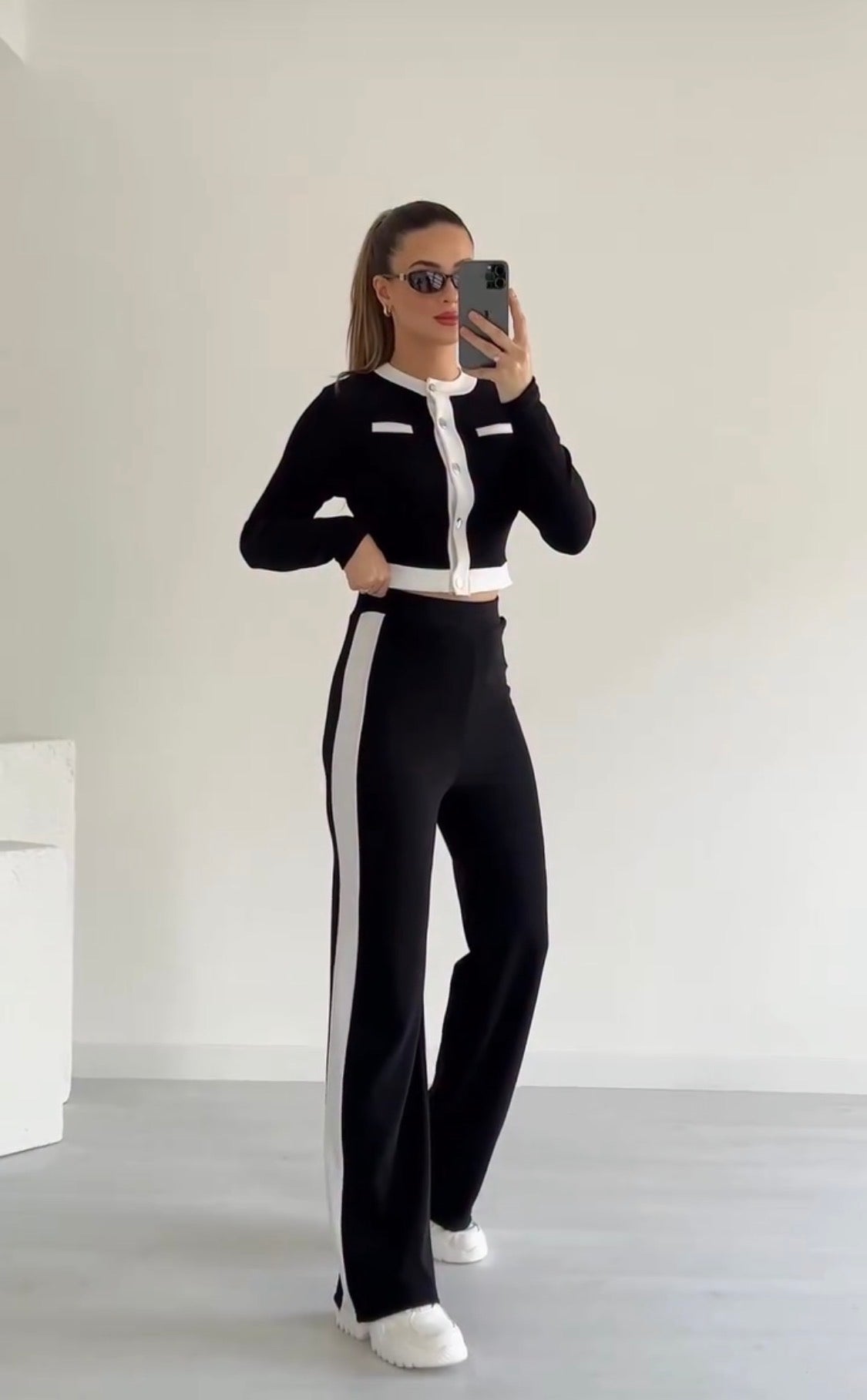 Cropped Cardigan & Wide Leg Pant