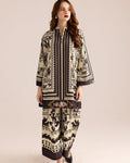 Elegant Beige & Black Printed Two-Piece Lawn Suit with Floral Accents 🌸