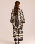 Elegant Beige & Black Printed Two-Piece Lawn Suit with Floral Accents 🌸