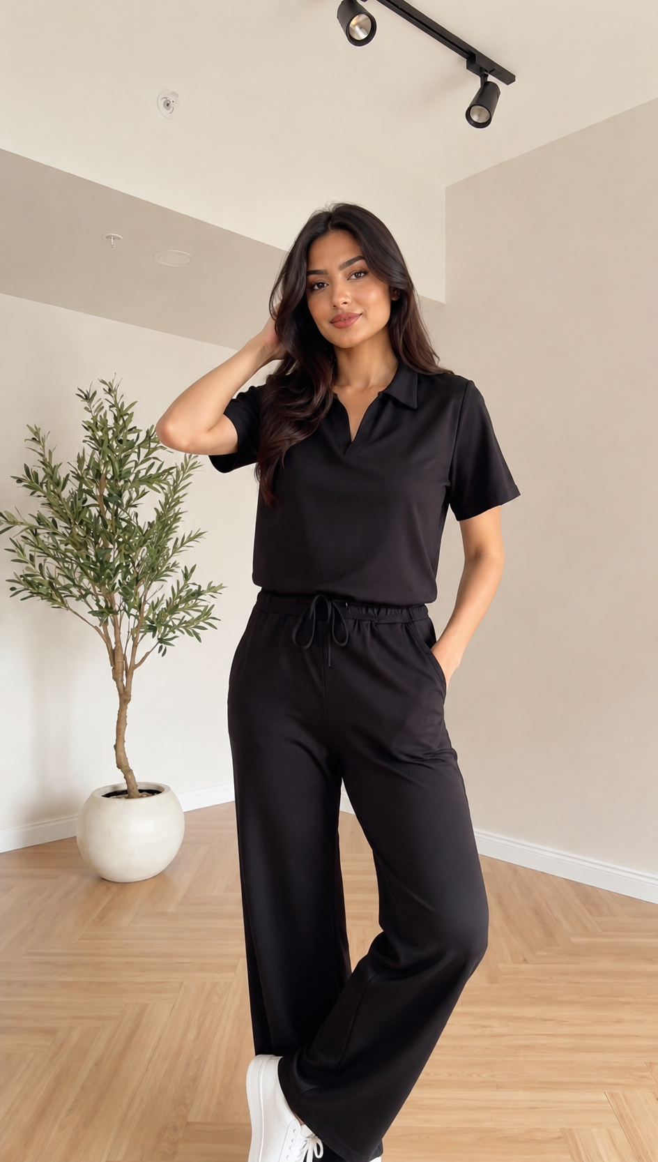 🖤 Women’s Summer Co-Ord Set ☀️✨ | Polo Top & Wide Leg Pants Two-Piece Outfit 👑