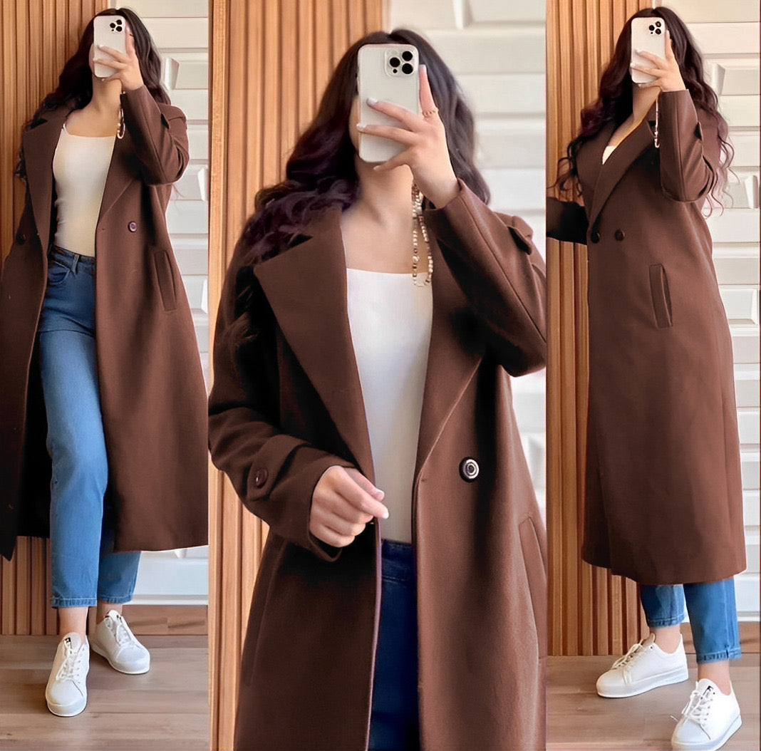 Winter😍 women’s popular One button winter collar double fleece long coat