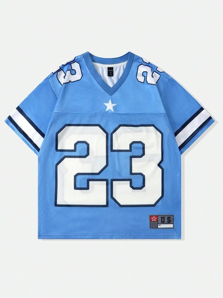 Sky Blue 23 Premium Mesh Oversized Jersey T-Shirt for Girls
