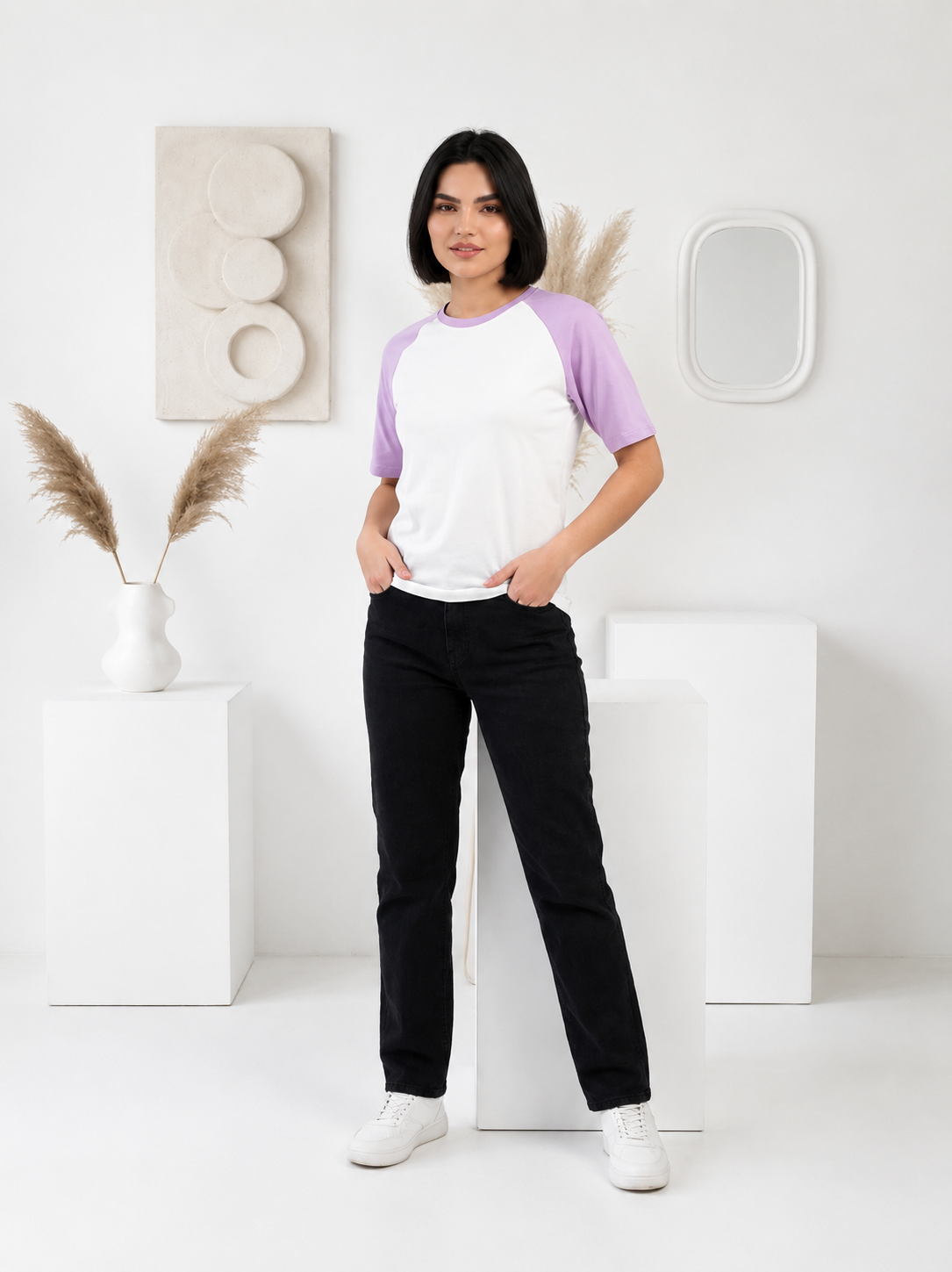 Women’s Summer Raglan T-Shirt – Lavender & White