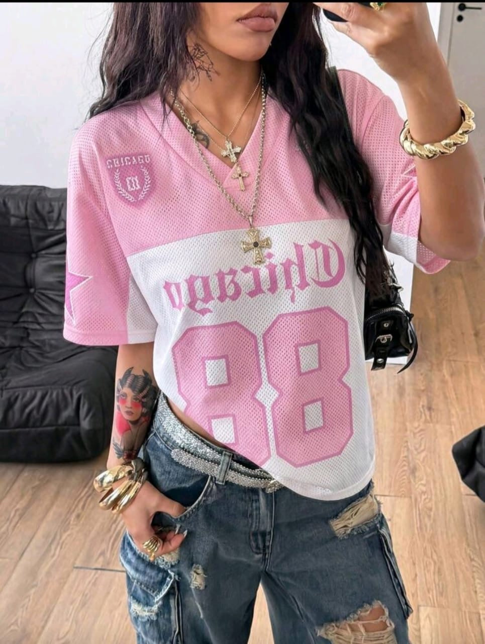🛍️ Chicago Streetwear Mesh Drop-Shoulder Jersey 💥