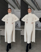 ❄️ Winter 2-Piece Co-ord Set | Long Shrug 🖤 & Turtleneck Knit Dress 🤍