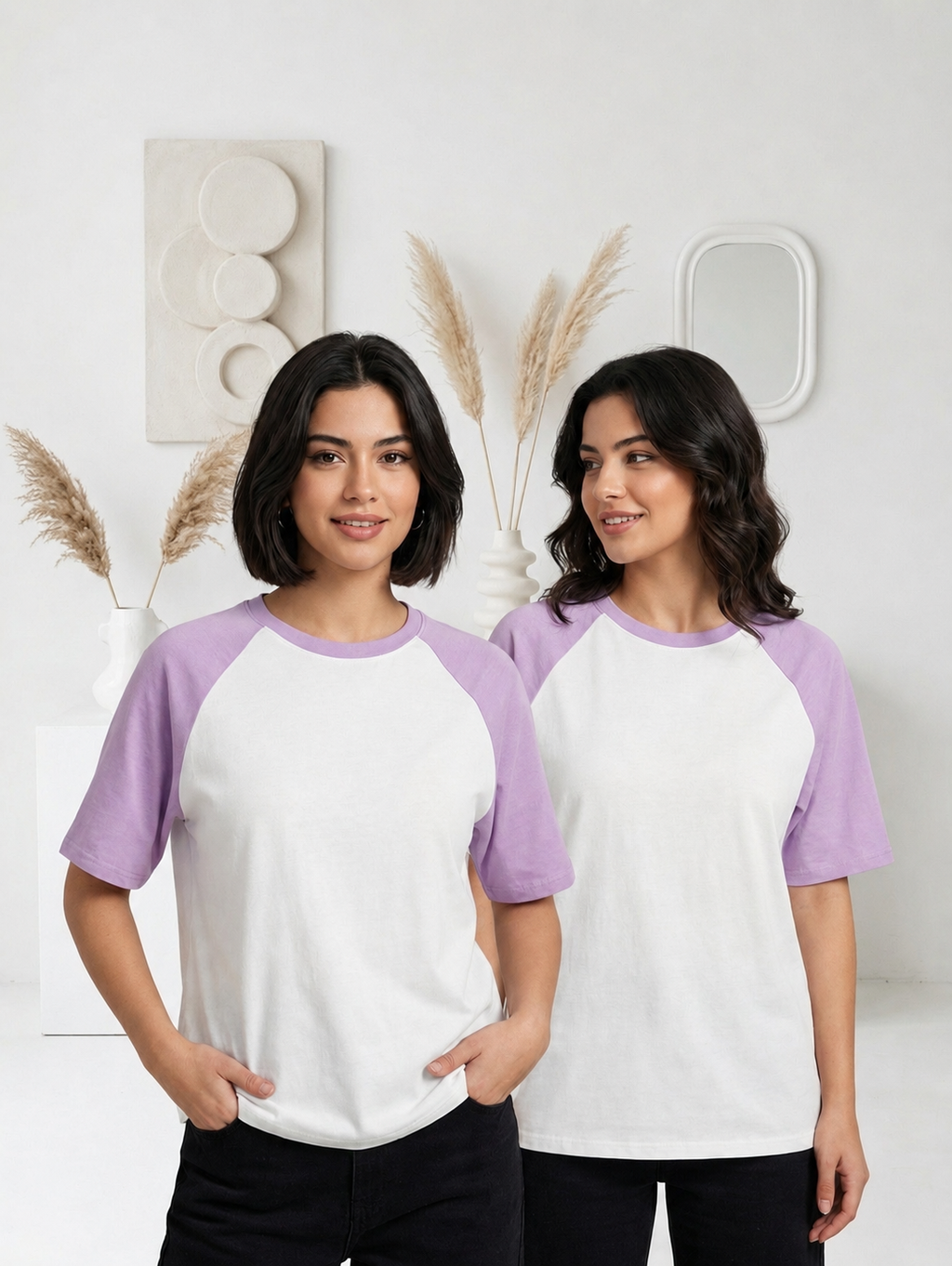 Women’s Summer Raglan T-Shirt – Lavender & White