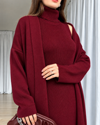 ❄️ Winter 2-Piece Co-ord Set | Long Shrug 🖤 & Turtleneck Knit Dress 🤍