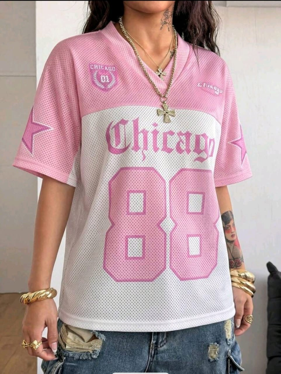 🛍️ Chicago Streetwear Mesh Drop-Shoulder Jersey 💥
