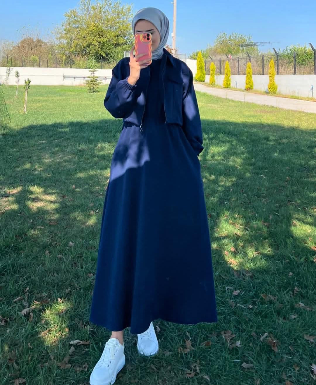 🌿 Comfy Chic Cord Set – Modest Long Dress Outfit ☁️