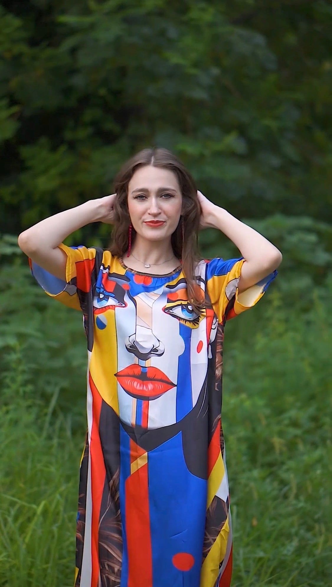 ✨ Women’s Multicolor Abstract Print Oversized Long Tee 👕�
