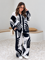 Women’s Black & White Printed Co-Ord Set | Premium Relaxed Fit