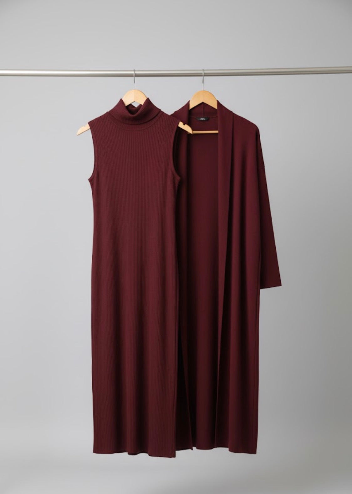 Long Shrug 🖤 & Turtleneck Knit Dress 🤍