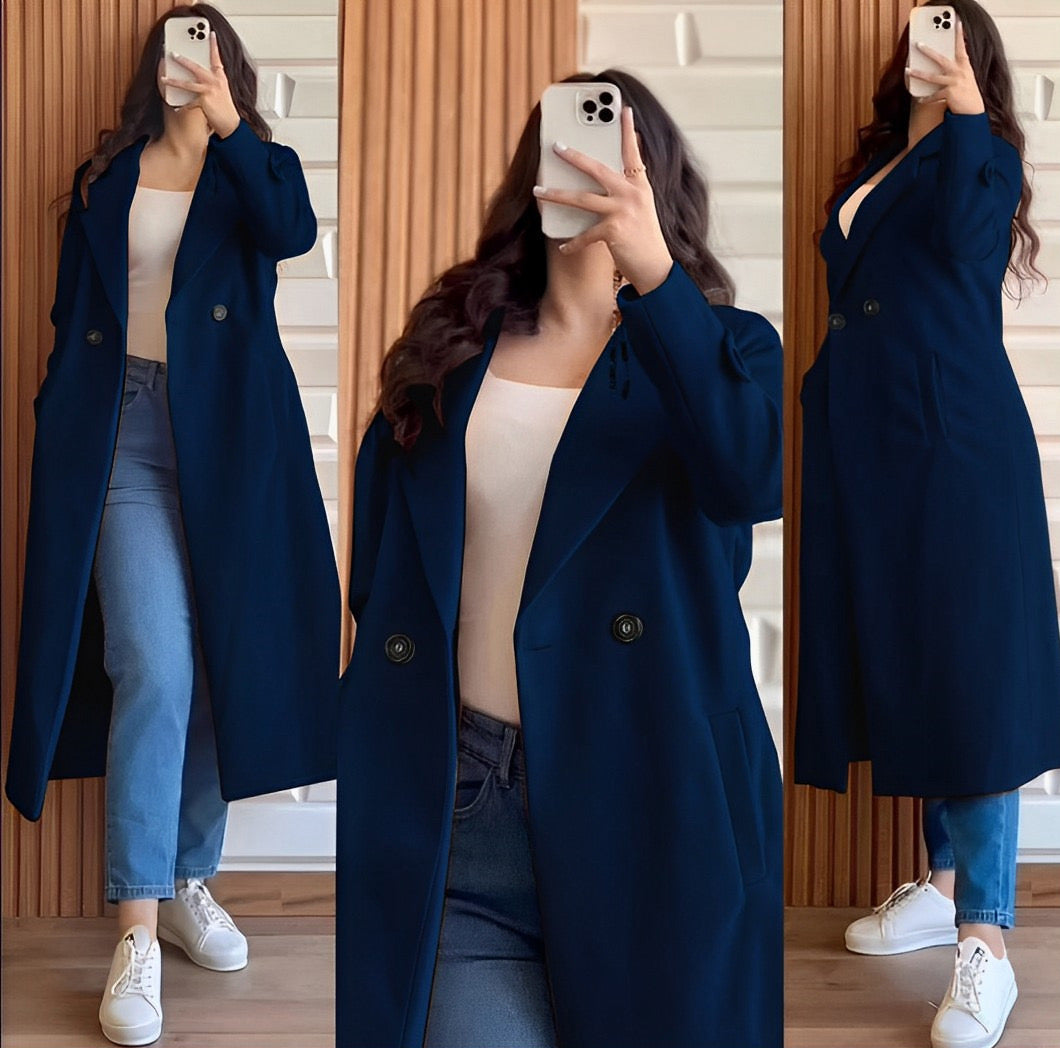 Winter😍 women’s popular One button winter collar double fleece long coat