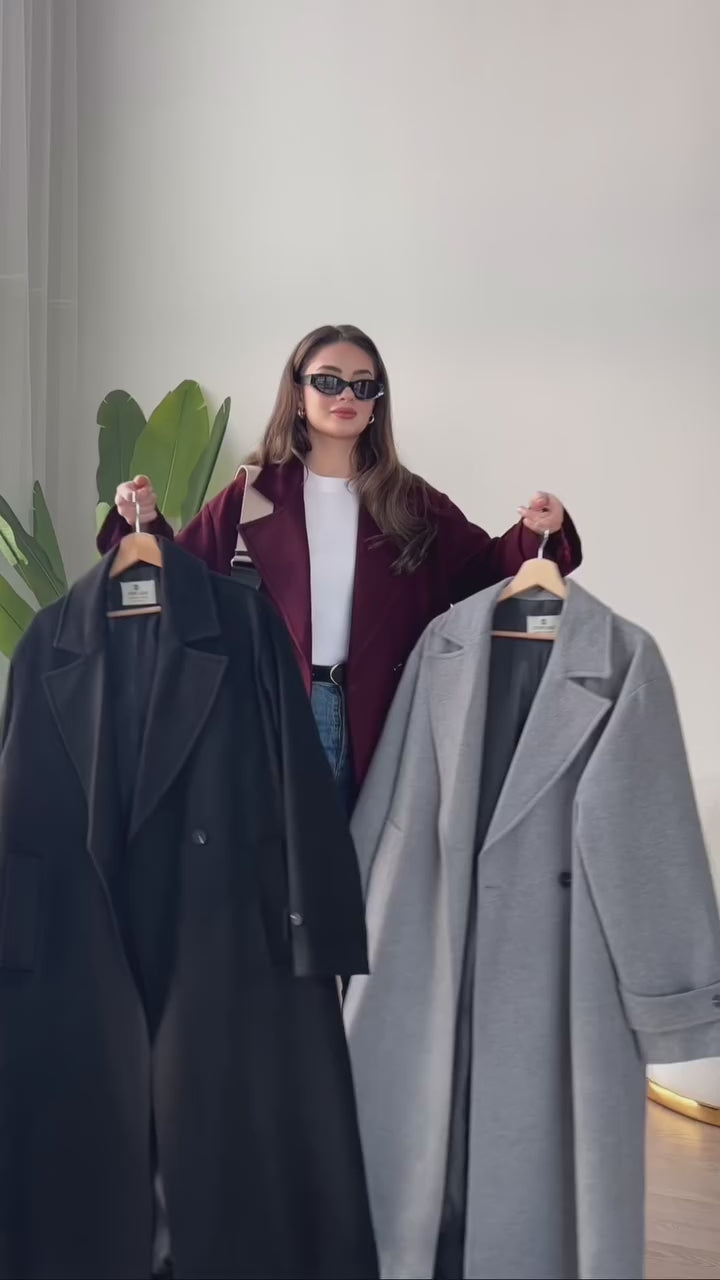 Winter😍 women’s popular One button winter collar double fleece long coat