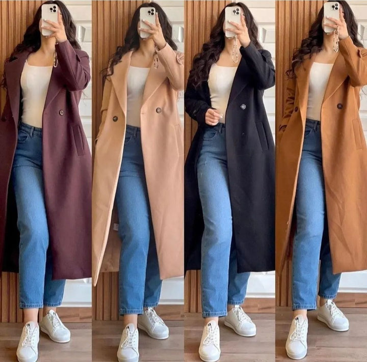 Winter😍 women’s popular One button winter collar double fleece long coat