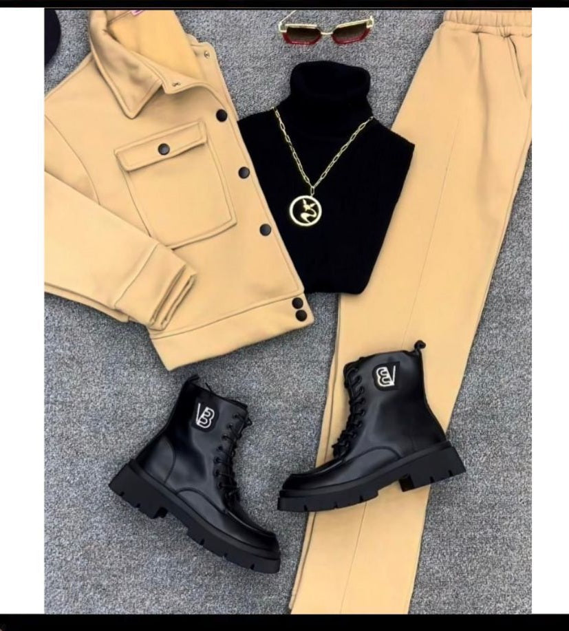 *Hellow Winter😍 New Fashion Button jacket+Hight neck 3pcs Tracksuit