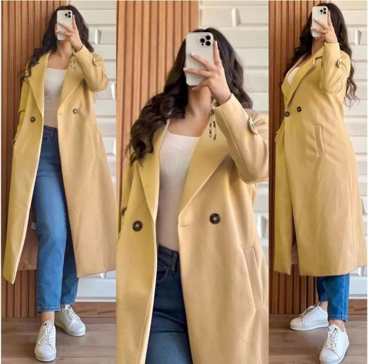 Winter😍 women’s popular One button winter collar double fleece long coat