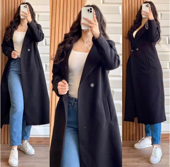 Winter😍 women’s popular One button winter collar double fleece long coat