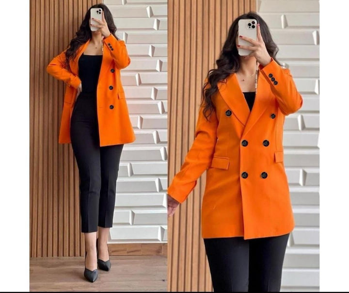 *Hellow Winter😍 Womens Casual Blazer Double Button top Coat