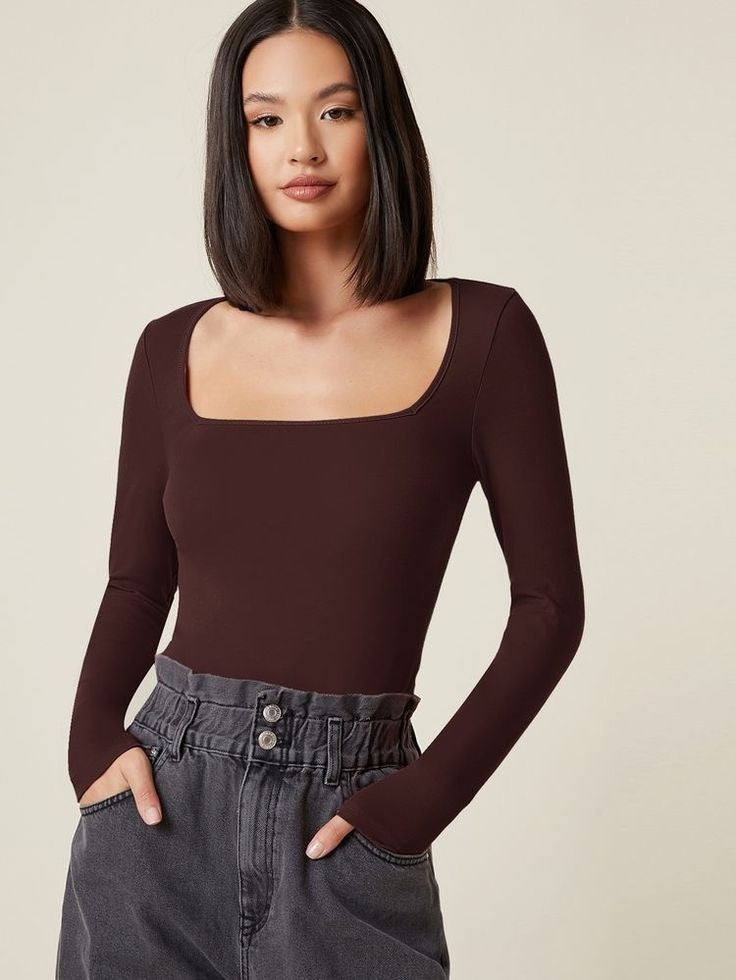 Chic Square Neck Full Sleeve Tees for Fashion-Forward Girls"