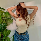 "💖 Stay Cool & Cute: Heart Rib Top for Girls – Perfect Summer Style! 👧☀️"