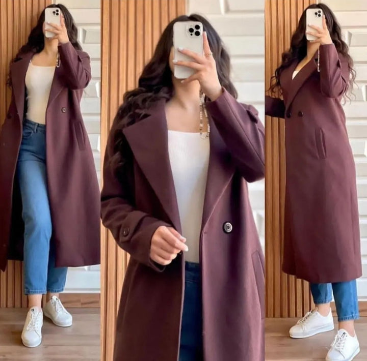 Winter😍 women’s popular One button winter collar double fleece long coat