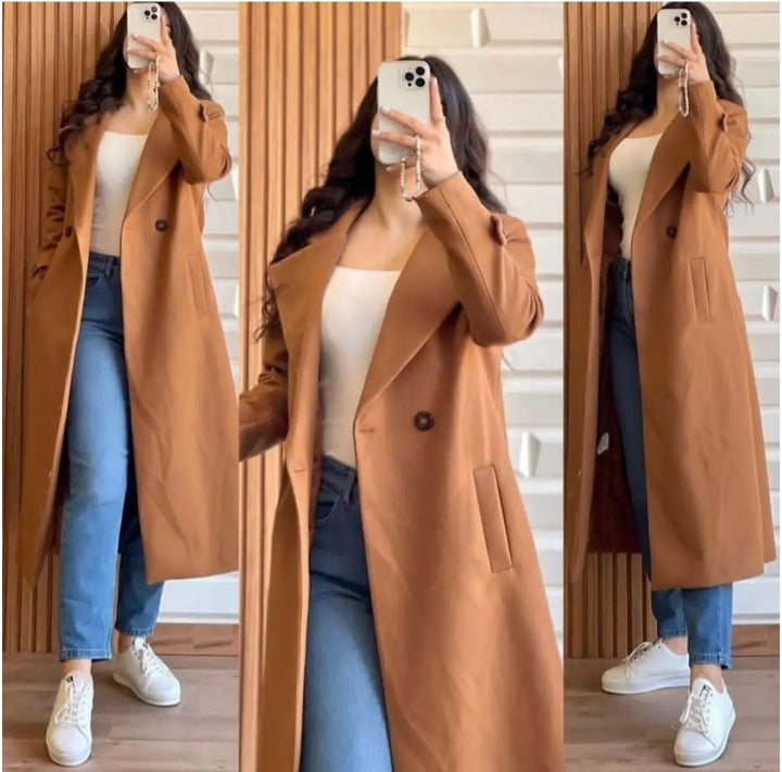 Winter😍 women’s popular One button winter collar double fleece long coat