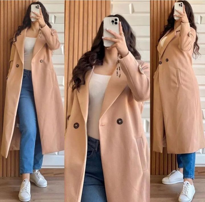 Winter😍 women’s popular One button winter collar double fleece long coat