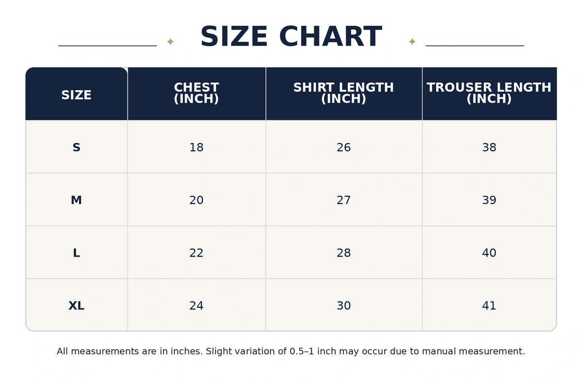 Size chart for Trendy Summer Comfy Cordset ⚡️🌸